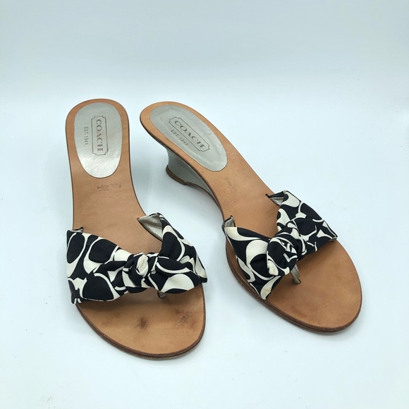 Coach Shoes Coach Havana Silver Wedge Sandal Slides